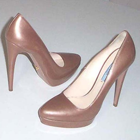 PRADA classic taupe dress pump platform 40.5 shoes - Picture 3 of 4